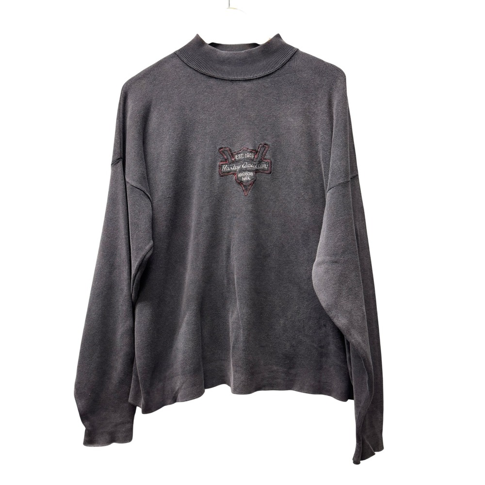 Vintage Harley Davidson Sweatshirt Pullover Womens L Mock Neck Dark Gray USA